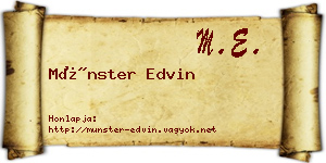 Münster Edvin névjegykártya